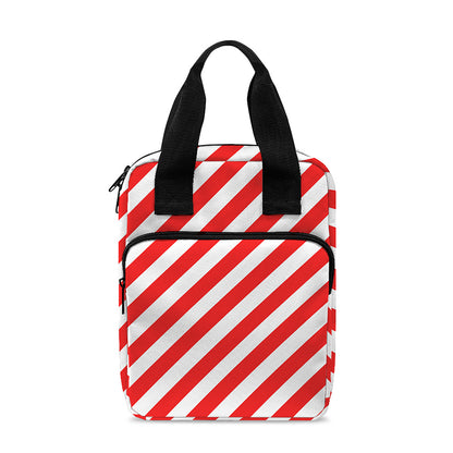 Red And White Candy Cane Striped Print Bible Tote Bag