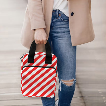 Red And White Candy Cane Striped Print Bible Tote Bag