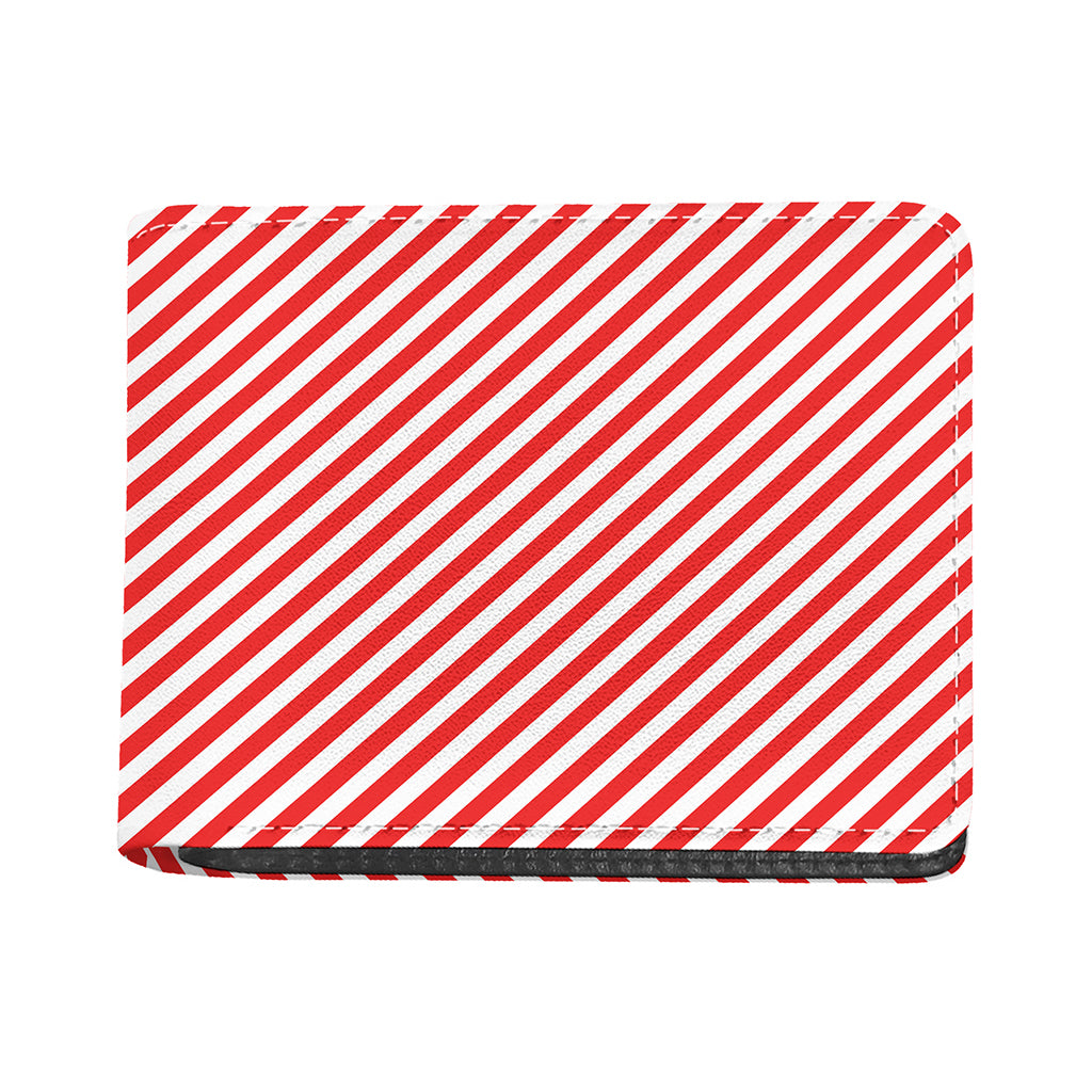 Red And White Candy Cane Striped Print Bifold Wallet