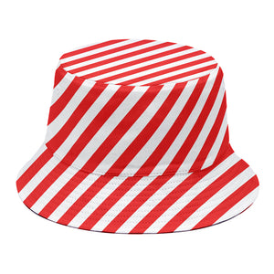 Red And White Candy Cane Striped Print Bucket Hat