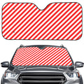 Red And White Candy Cane Striped Print Car Windshield Sun Shade