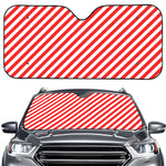 Red And White Candy Cane Striped Print Car Windshield Sun Shade