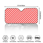 Red And White Candy Cane Striped Print Car Windshield Sun Shade