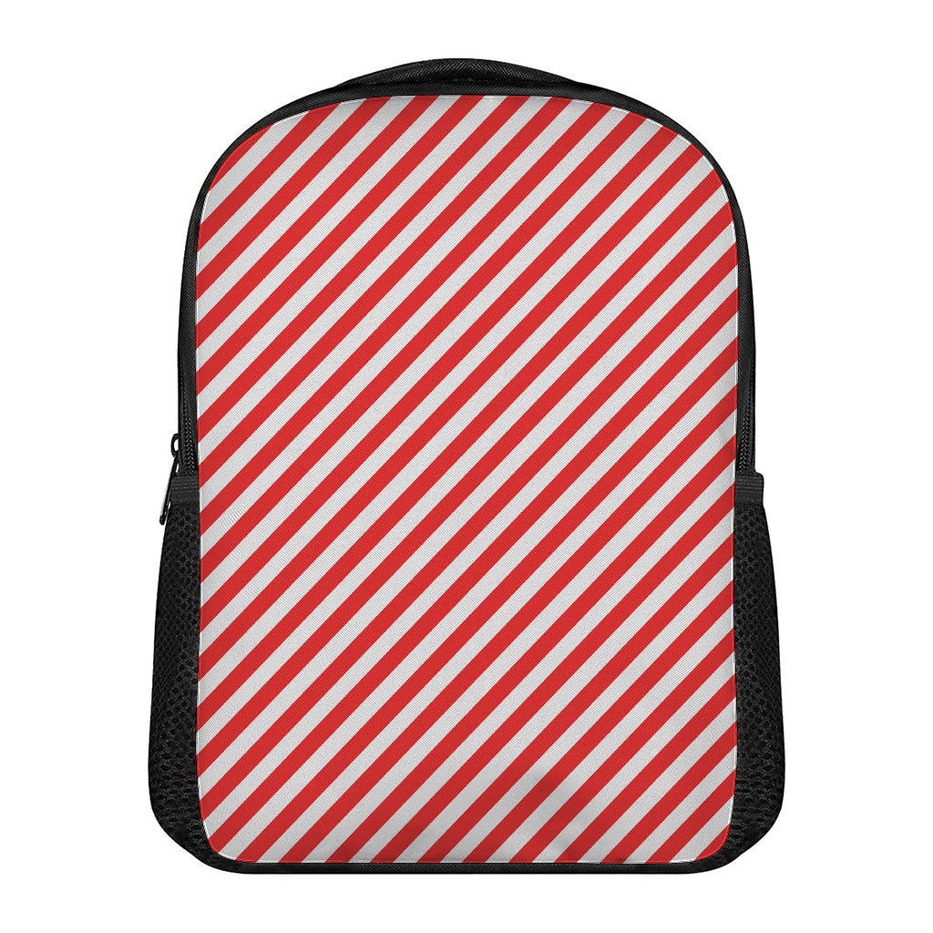 Red And White Candy Cane Striped Print Casual Backpack