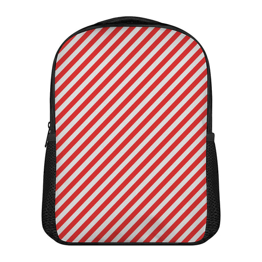 Red And White Candy Cane Striped Print Casual Backpack