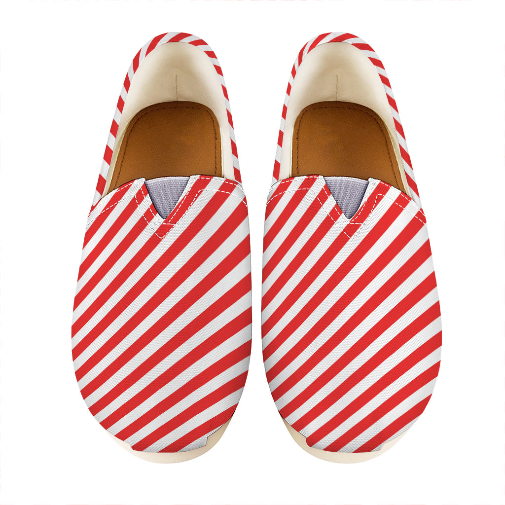Red And White Candy Cane Striped Print Casual Shoes