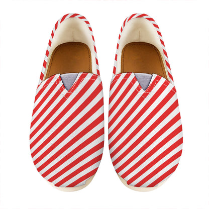 Red And White Candy Cane Striped Print Casual Shoes