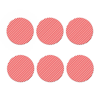 Red And White Candy Cane Striped Print Coaster Set
