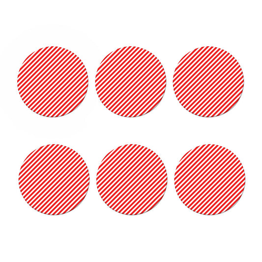 Red And White Candy Cane Striped Print Coaster Set