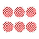 Red And White Candy Cane Striped Print Coaster Set