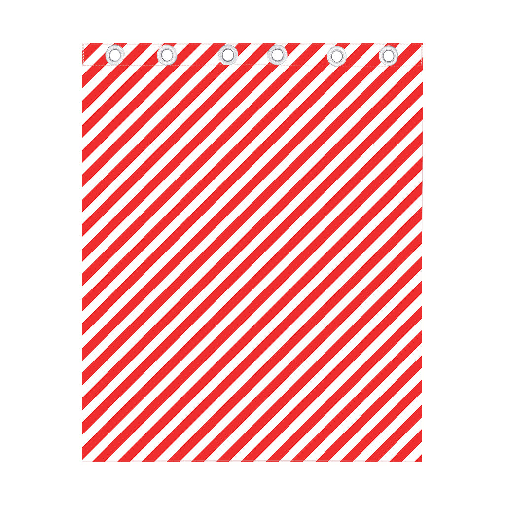 Red And White Candy Cane Striped Print Curtain