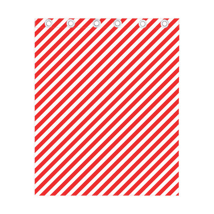 Red And White Candy Cane Striped Print Curtain