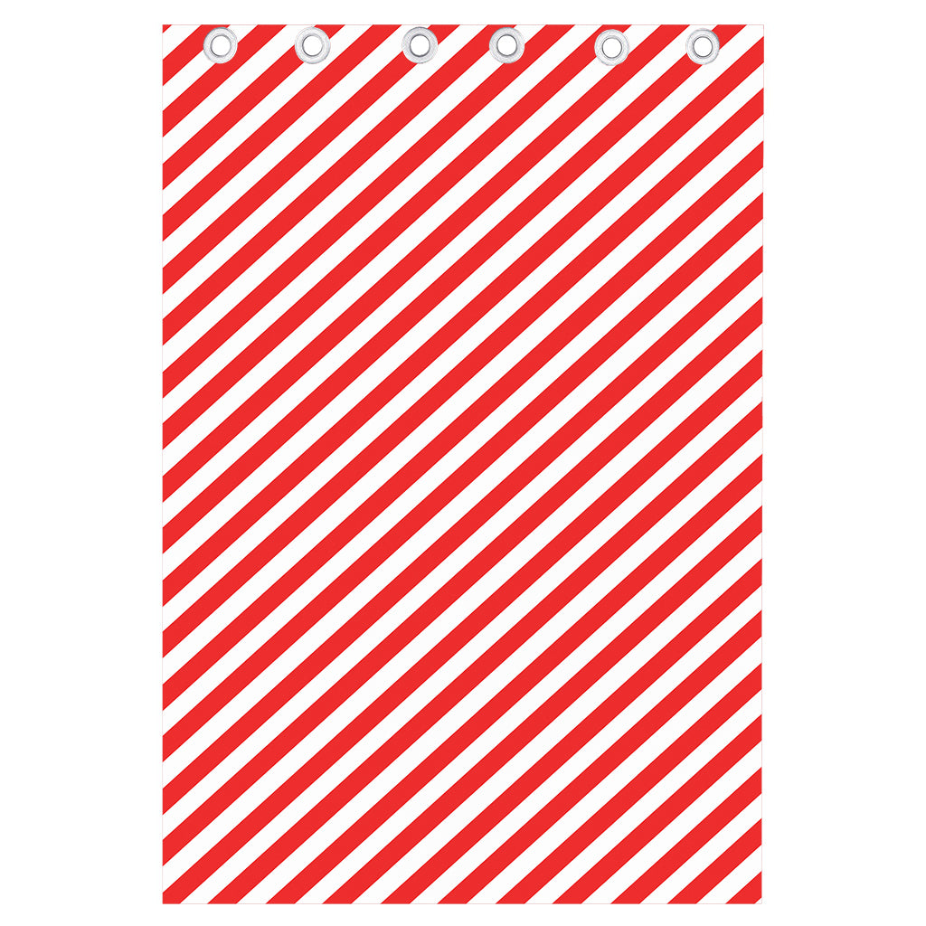 Red And White Candy Cane Striped Print Curtain