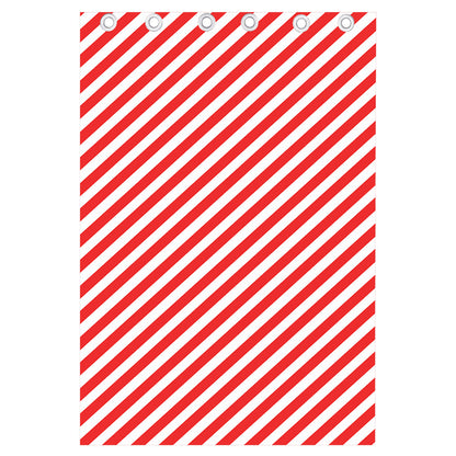 Red And White Candy Cane Striped Print Curtain