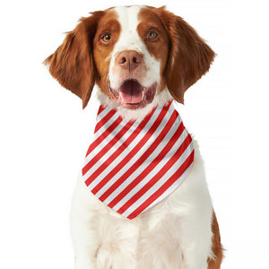 Red And White Candy Cane Striped Print Dog Bandana