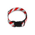 Red And White Candy Cane Striped Print Dog Collar