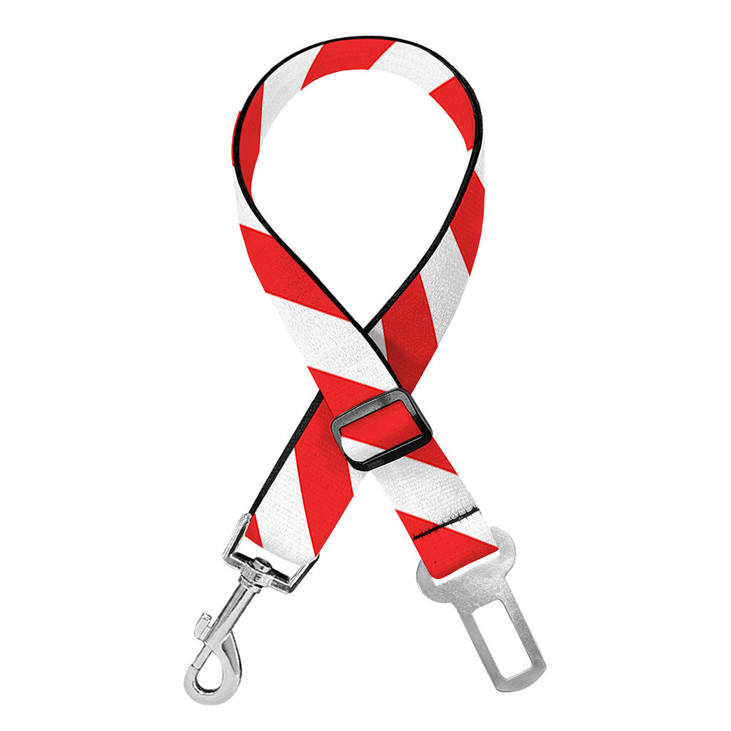 Red And White Candy Cane Striped Print Dog Seat Belt