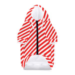 Red And White Candy Cane Striped Print Dog Zip Up Hoodie