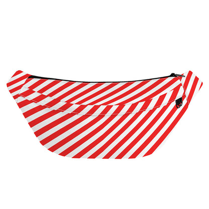 Red And White Candy Cane Striped Print Fanny Pack
