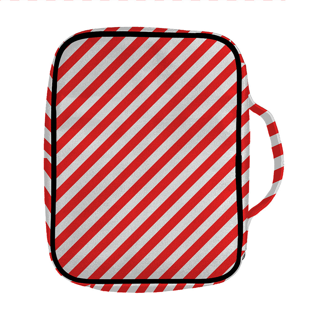 Red And White Candy Cane Striped Print Front Pocket Bible Bag