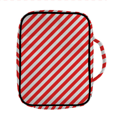 Red And White Candy Cane Striped Print Front Pocket Bible Bag