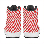 Red And White Candy Cane Striped Print High Top Leather Sneakers