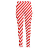 Red And White Candy Cane Striped Print High-Waisted Pocket Leggings