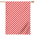 Red And White Candy Cane Striped Print House Flag