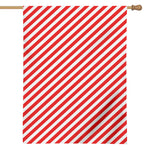 Red And White Candy Cane Striped Print House Flag