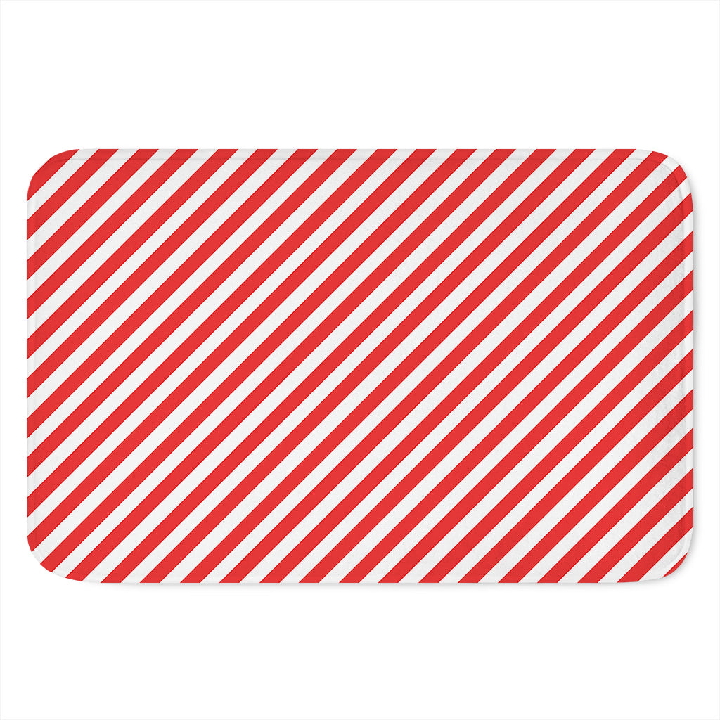 Red And White Candy Cane Striped Print Indoor Door Mat