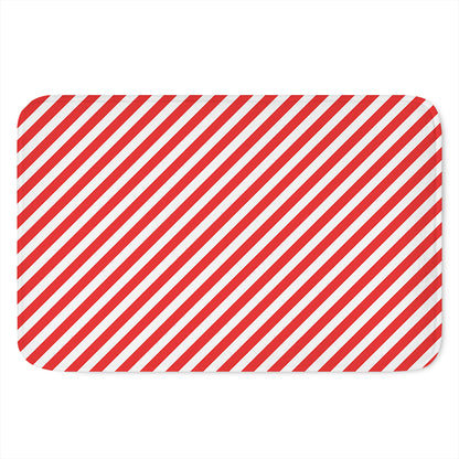 Red And White Candy Cane Striped Print Indoor Door Mat
