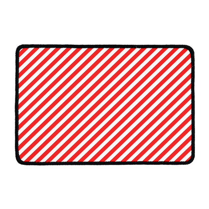 Red And White Candy Cane Striped Print Kitchen Mat