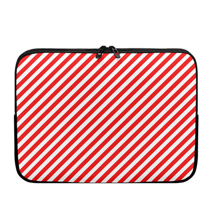 Red And White Candy Cane Striped Print Laptop Sleeve