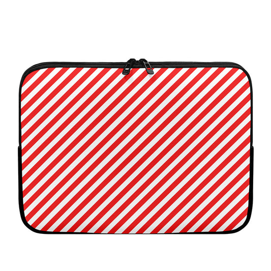 Red And White Candy Cane Striped Print Laptop Sleeve