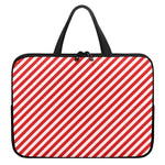 Red And White Candy Cane Striped Print Laptop Sleeve With Handle