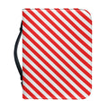 Red And White Candy Cane Striped Print Leather Bible Cover
