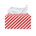 Red And White Candy Cane Striped Print Leather Tissue Box Cover