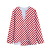 Red And White Candy Cane Striped Print Long Sleeve Short Coat