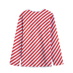 Red And White Candy Cane Striped Print Long Sleeve Short Coat