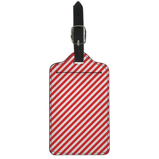 Red And White Candy Cane Striped Print Luggage Tag