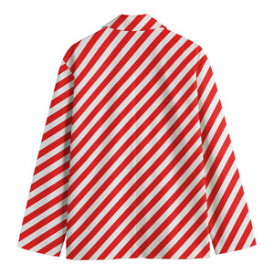 Red And White Candy Cane Striped Print Men's Blazer