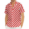 Red And White Candy Cane Striped Print Men's Deep V-Neck Shirt