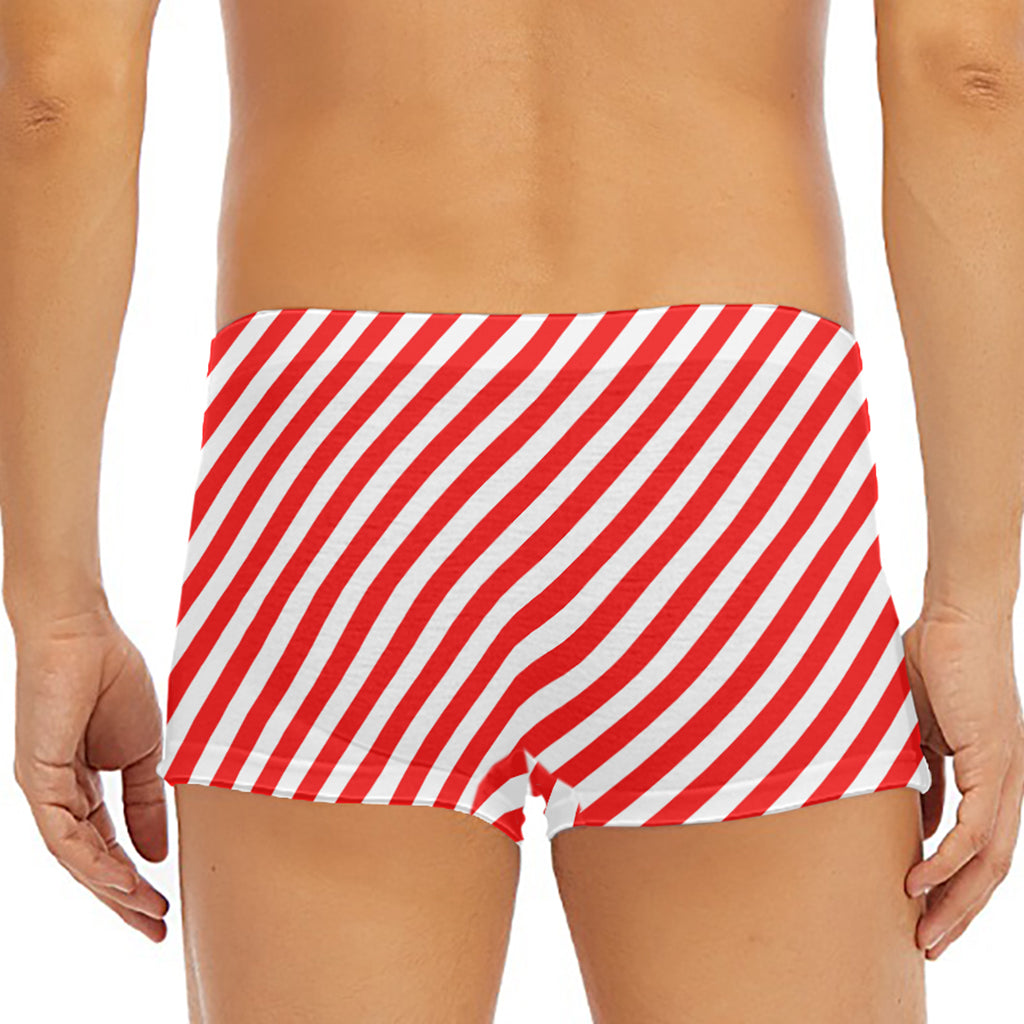 Red And White Candy Cane Striped Print Men's Short Boxer Briefs