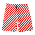 Red And White Candy Cane Striped Print Men's Swim Trunks