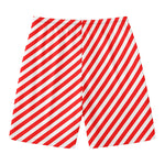 Red And White Candy Cane Striped Print Men's Swim Trunks