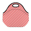 Red And White Candy Cane Striped Print Neoprene Lunch Bag