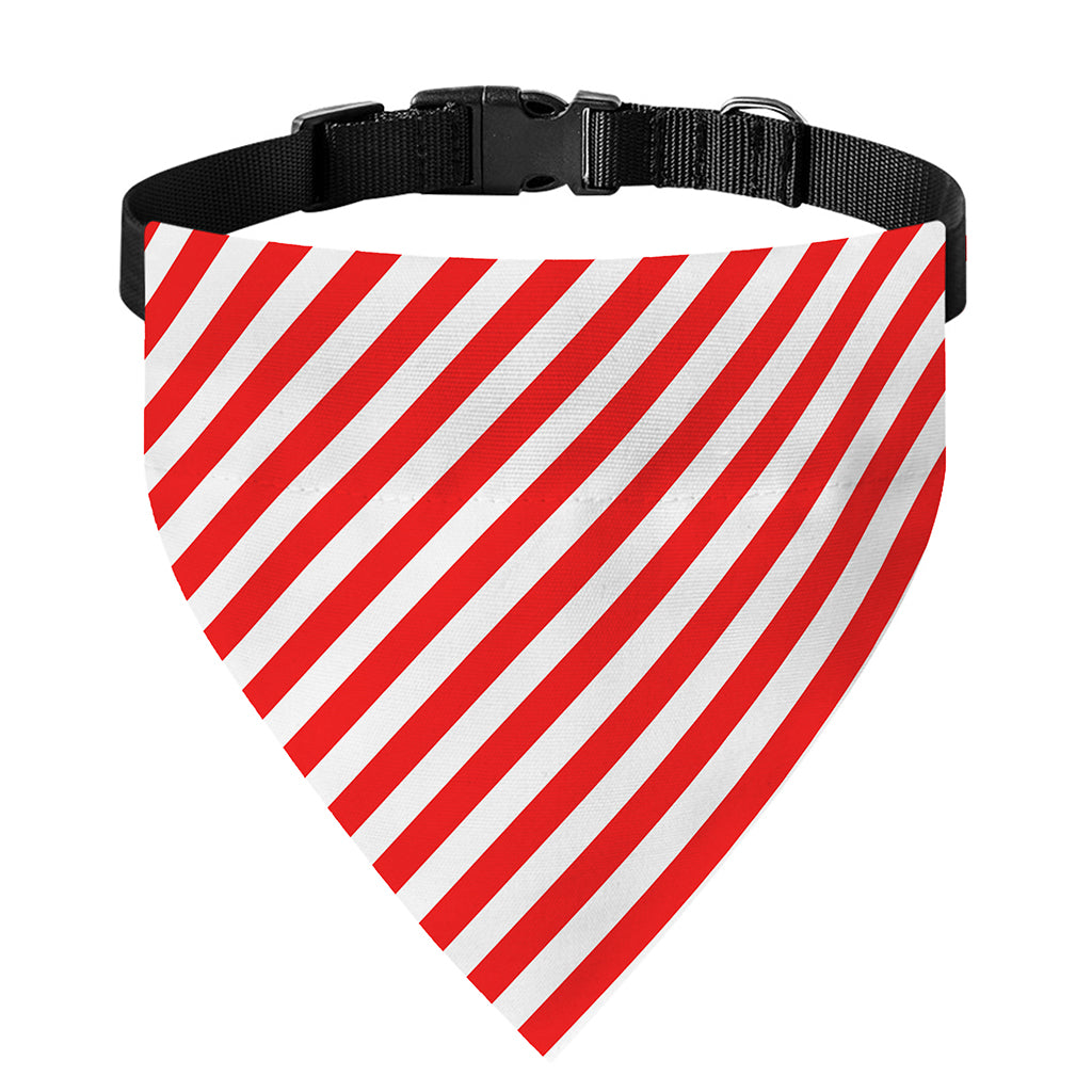 Red And White Candy Cane Striped Print Over The Collar Dog Bandana
