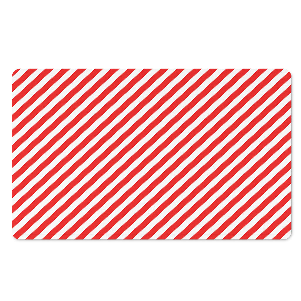 Red And White Candy Cane Striped Print Polyester Doormat
