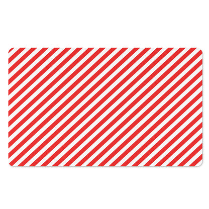 Red And White Candy Cane Striped Print Polyester Doormat