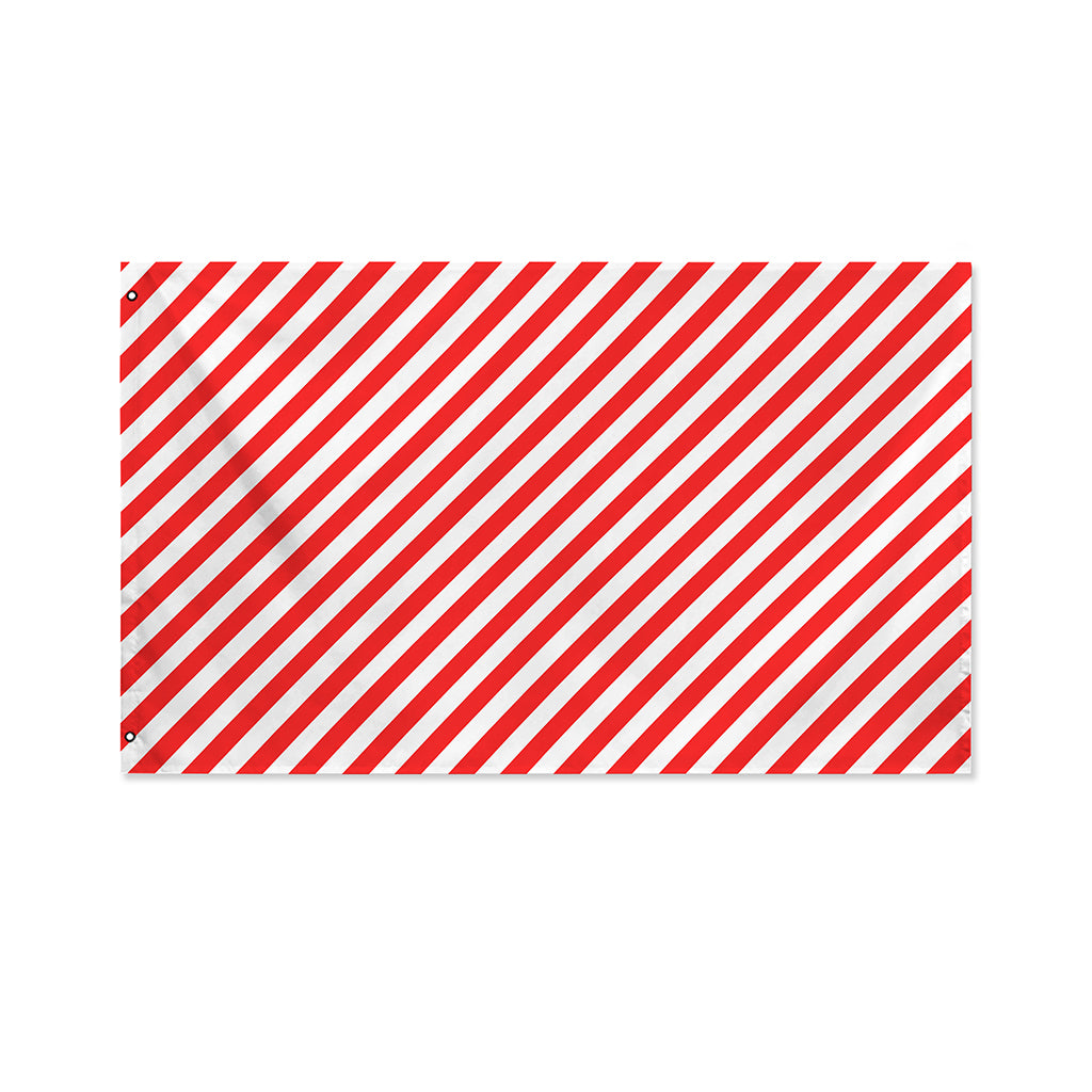 Red And White Candy Cane Striped Print Polyester Flag